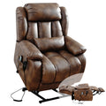 TEKAMON Infinite Position Lift Recliner Chair for Elderly with Heat Massage and Extended Footrest Lay Flat Sleeping Leather Dual Motor Power Lift Chair for Living Room (Ochre)