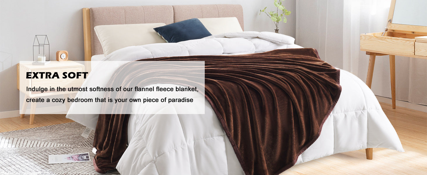 TEKAMON Fleece Bed Blankets Queen Size Plush Fuzzy Soft Lightweight Breathable Reversible Blanket Microfiber, 90"x90"