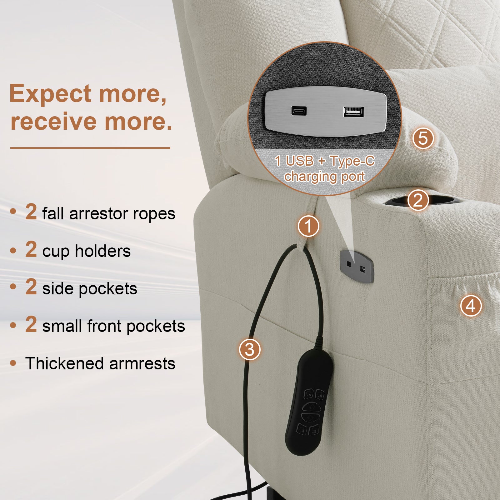 Click to see full view      4+  3 VIDEOS BEDHOURS Tri-Motor Power Lift Recliner Chair for Elderly, Zero Gravity Infinite Position Lay Flat Lift Chair w/Adjustable Headrest & Lumbar, Vibration Massage & Heat, Cup Holders