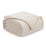 TEKAMON Fleece Bed Blankets King Size Plush Fuzzy Soft Lightweight Breathable Reversible Blanket Microfiber, 90"x108", Ivory