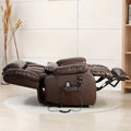 TEKAMON Power Lift Chair Recliner for Elderly with Heat and Massage, Lay Flat Sleeping Recliner Dual Motor Infinite Position Leather Lift Chair for Living Room (Brown)