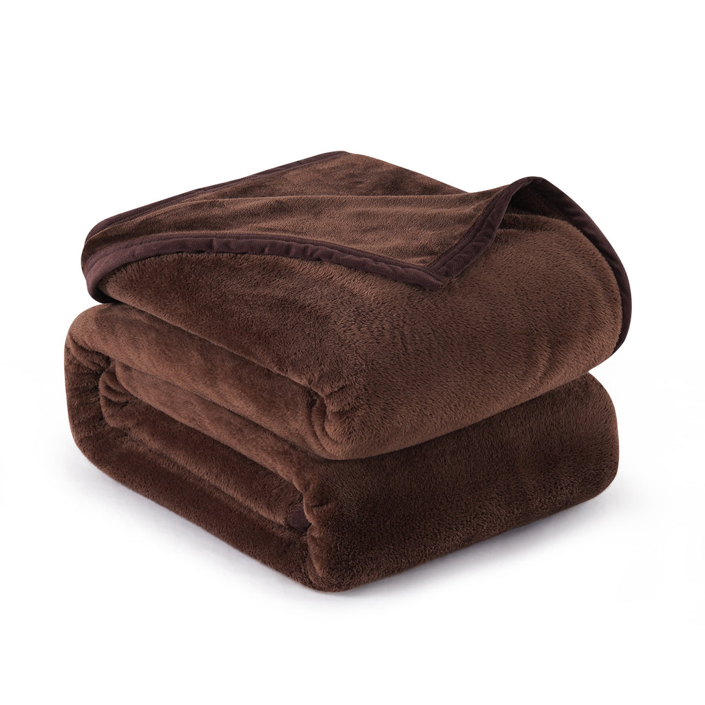 TEKAMON Fleece Bed Blankets King Size Plush Fuzzy Soft Lightweight Breathable Reversible Blanket Microfiber, 90"x108", Brown