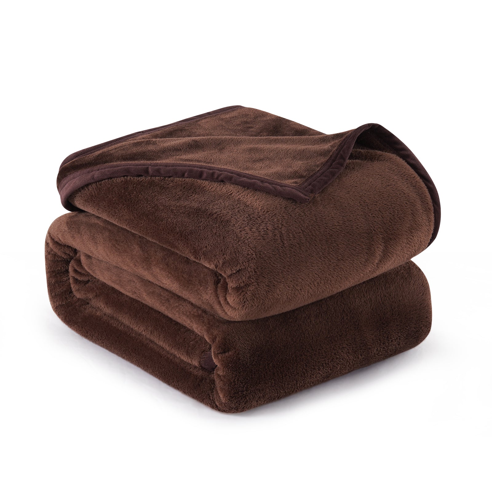 TEKAMON Fleece Bed Blankets King Size Plush Fuzzy Soft Lightweight Breathable Reversible Blanket Microfiber, 90"x108", Brown