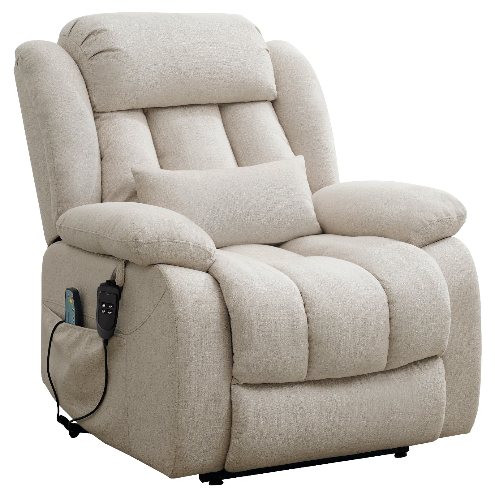 TEKAMON Infinite Position Lift Recliner Chair for Elderly with Heat and Massage Lay Flat Sleeping Power Lift Chair, Linen Fabric, Beige