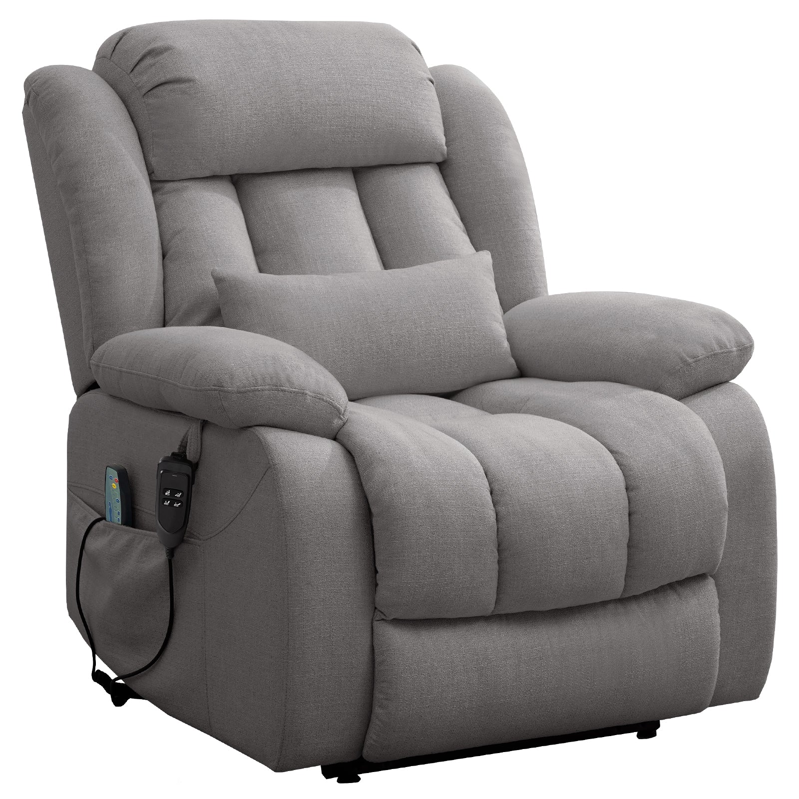 TEKAMON Infinite Position Lift Recliner Chair for Elderly with Heat and Massage Lay Flat Sleeping Power Lift Chair, Linen Fabric, Grey
