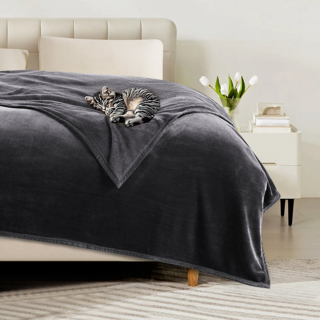 TEKAMON Fleece Bed Blankets Queen Size Plush Fuzzy Soft Lightweight Breathable Reversible Blanket Microfiber, 90"x90"