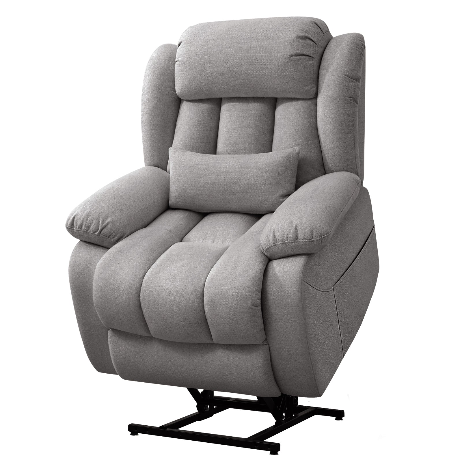 TEKAMON Infinite Position Lift Recliner Chair for Elderly with Heat and Massage Lay Flat Sleeping Power Lift Chair, Linen Fabric, Grey