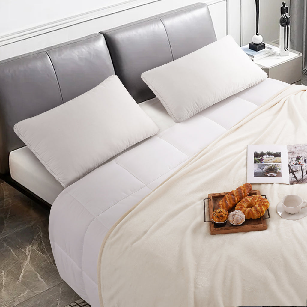 TEKAMON Fleece Bed Blankets Queen Size Plush Fuzzy Soft Lightweight Breathable Reversible Blanket Microfiber, 90"x90"