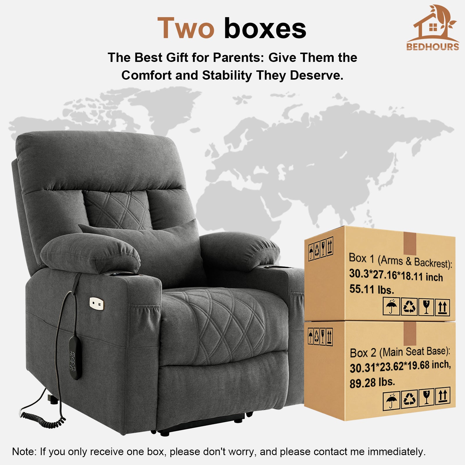 Click to see full view      4+  3 VIDEOS BEDHOURS Tri-Motor Power Lift Recliner Chair for Elderly, Zero Gravity Infinite Position Lay Flat Lift Chair w/Adjustable Headrest & Lumbar, Vibration Massage & Heat, Cup Holders