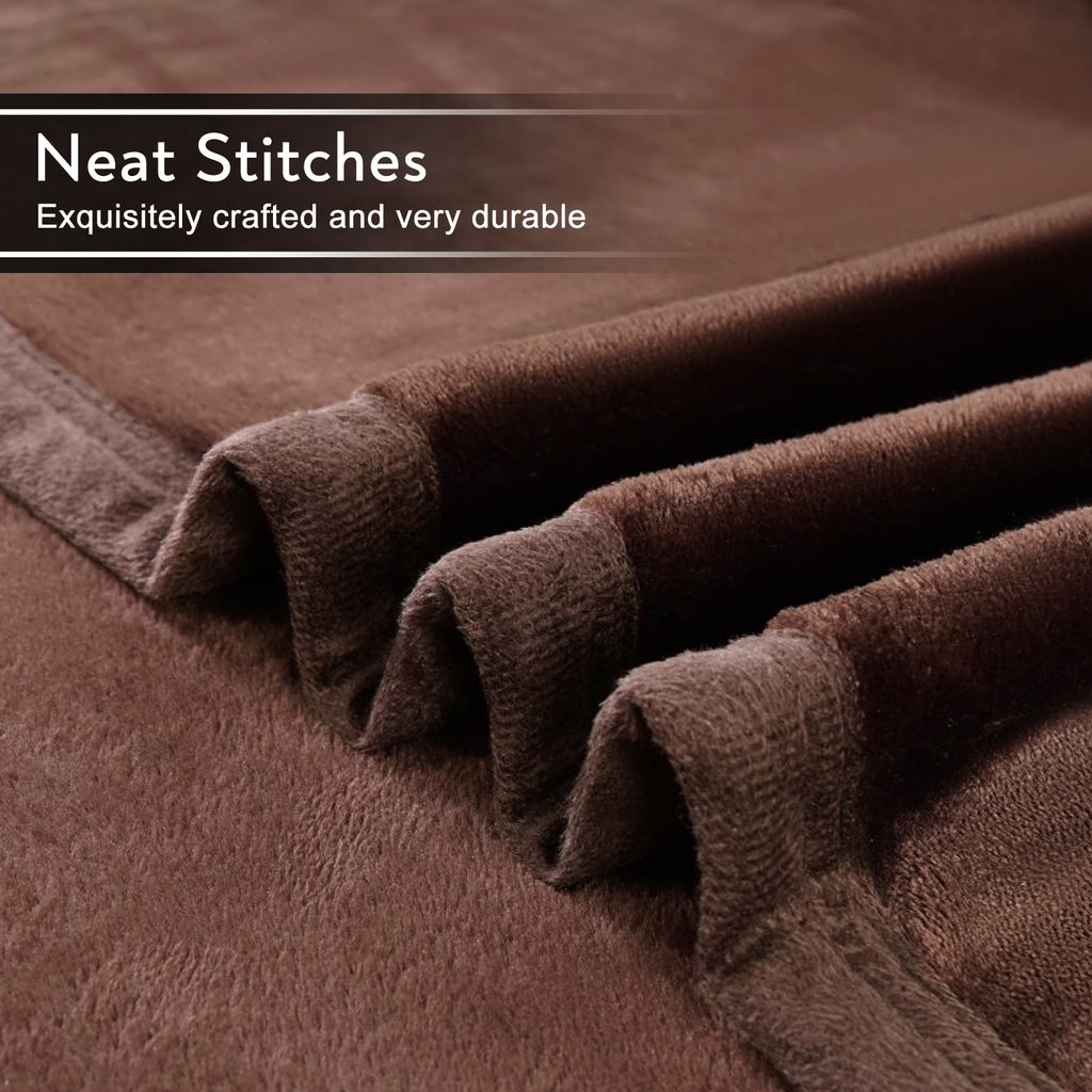 TEKAMON Fleece Bed Blankets Queen Size Plush Fuzzy Soft Lightweight Breathable Reversible Blanket Microfiber, 90"x90", Brown