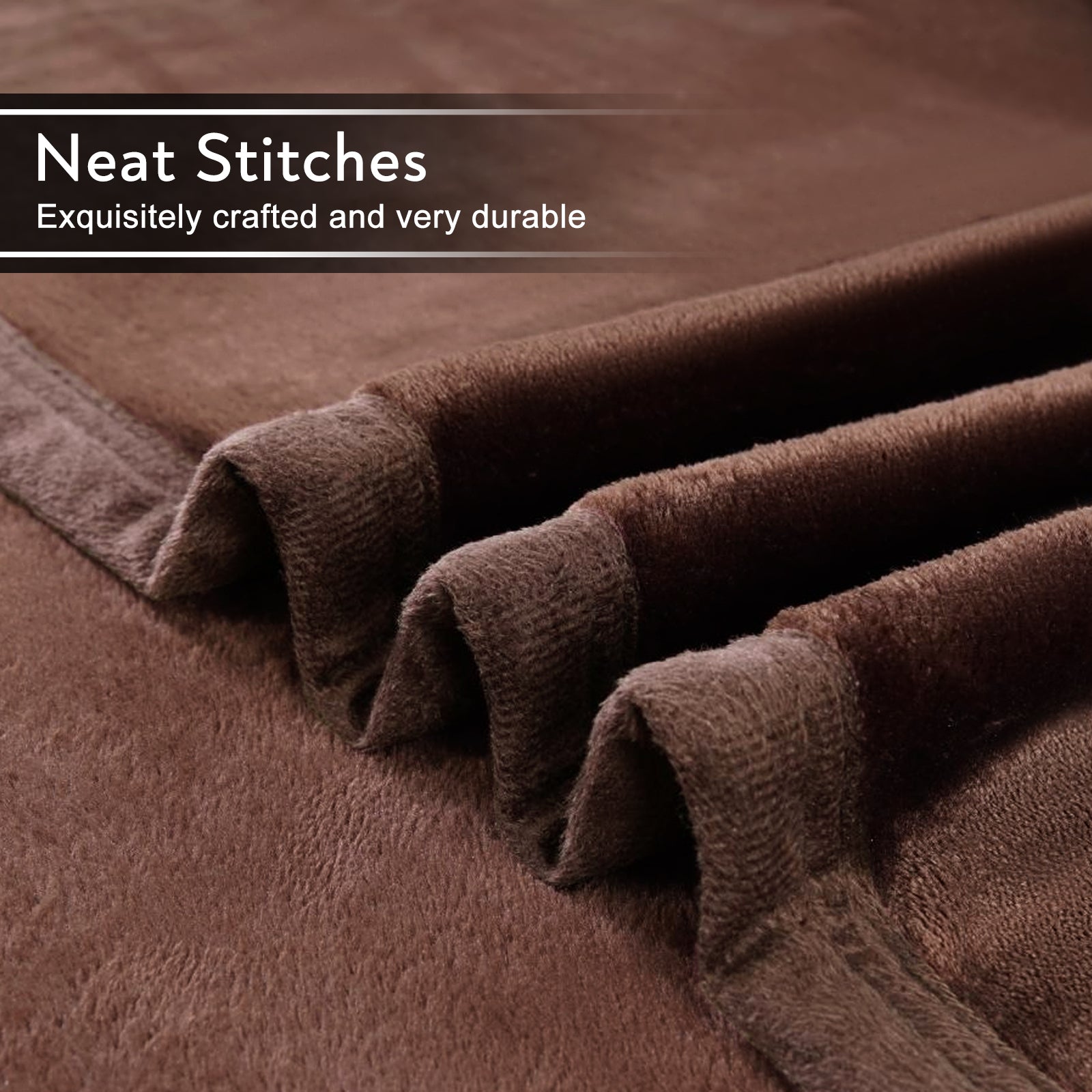 TEKAMON Fleece Bed Blankets Queen Size Plush Fuzzy Soft Lightweight Breathable Reversible Blanket Microfiber, 90"x90", Brown