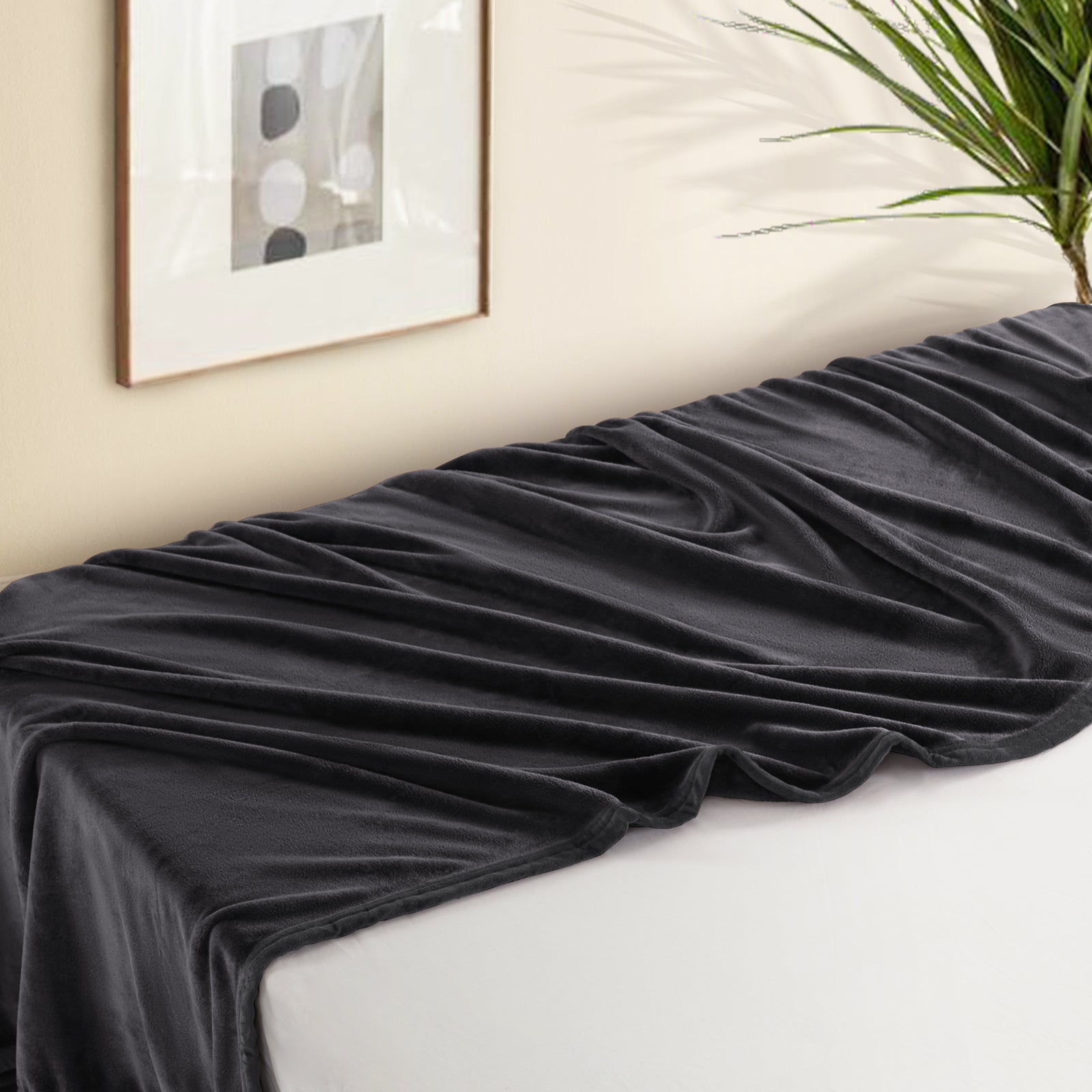 TEKAMON Fleece Bed Blankets Queen Size Plush Fuzzy Soft Lightweight Breathable Reversible Blanket Microfiber, 90"x90"