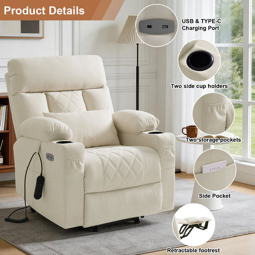 Click to see full view      4+  3 VIDEOS BEDHOURS Tri-Motor Power Lift Recliner Chair for Elderly, Zero Gravity Infinite Position Lay Flat Lift Chair w/Adjustable Headrest & Lumbar, Vibration Massage & Heat, Cup Holders