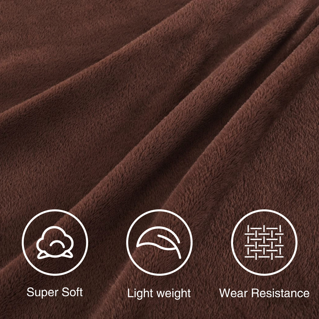 TEKAMON Fleece Bed Blankets King Size Plush Fuzzy Soft Lightweight Breathable Reversible Blanket Microfiber, 90"x108", Brown