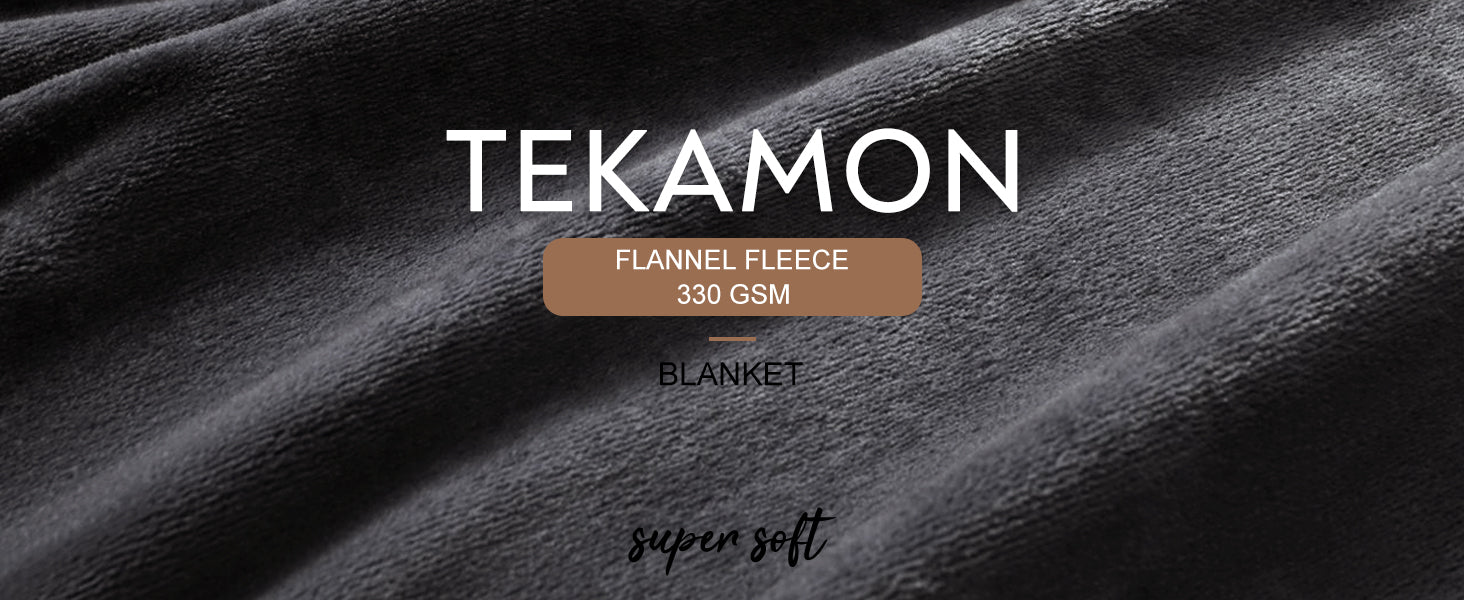 TEKAMON Fleece Bed Blankets King Size Plush Fuzzy Soft Lightweight Breathable Reversible Blanket Microfiber, 90"x108", Grey