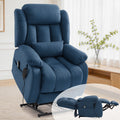 TEKAMON Infinite Position Lift Recliner Chair for Elderly with Heat and Massage Lay Flat Sleeping Power Lift Chair, Linen Fabric, Blue