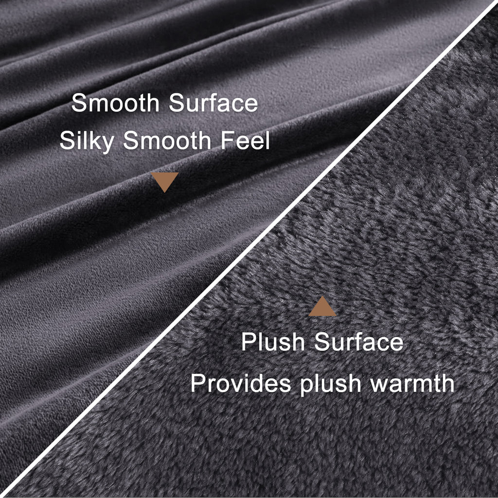 TEKAMON Fleece Bed Blankets Queen Size Plush Fuzzy Soft Lightweight Breathable Reversible Blanket Microfiber, 90"x90"