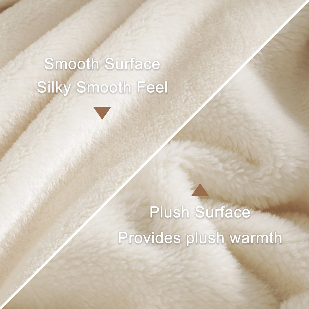 TEKAMON Fleece Bed Blankets Queen Size Plush Fuzzy Soft Lightweight Breathable Reversible Blanket Microfiber, 90"x90"