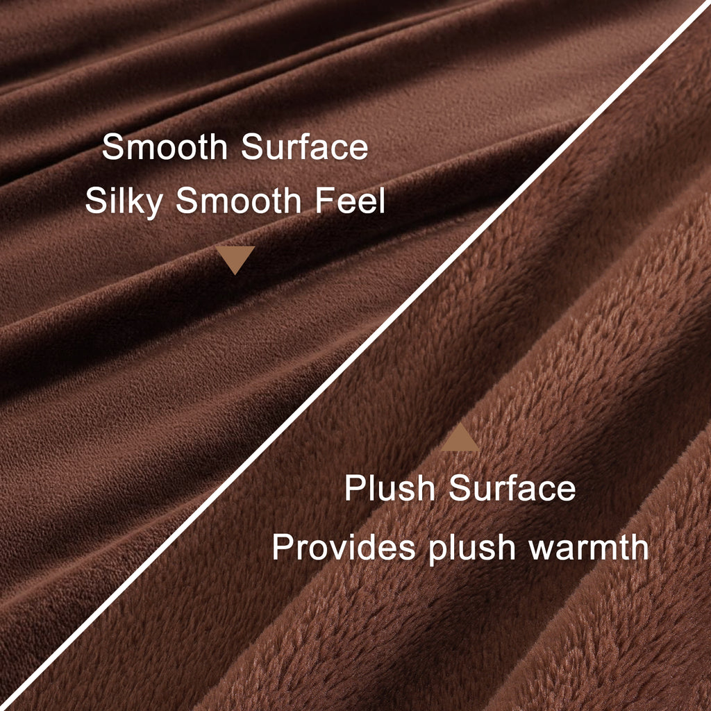 TEKAMON Fleece Bed Blankets King Size Plush Fuzzy Soft Lightweight Breathable Reversible Blanket Microfiber, 90"x108", Brown