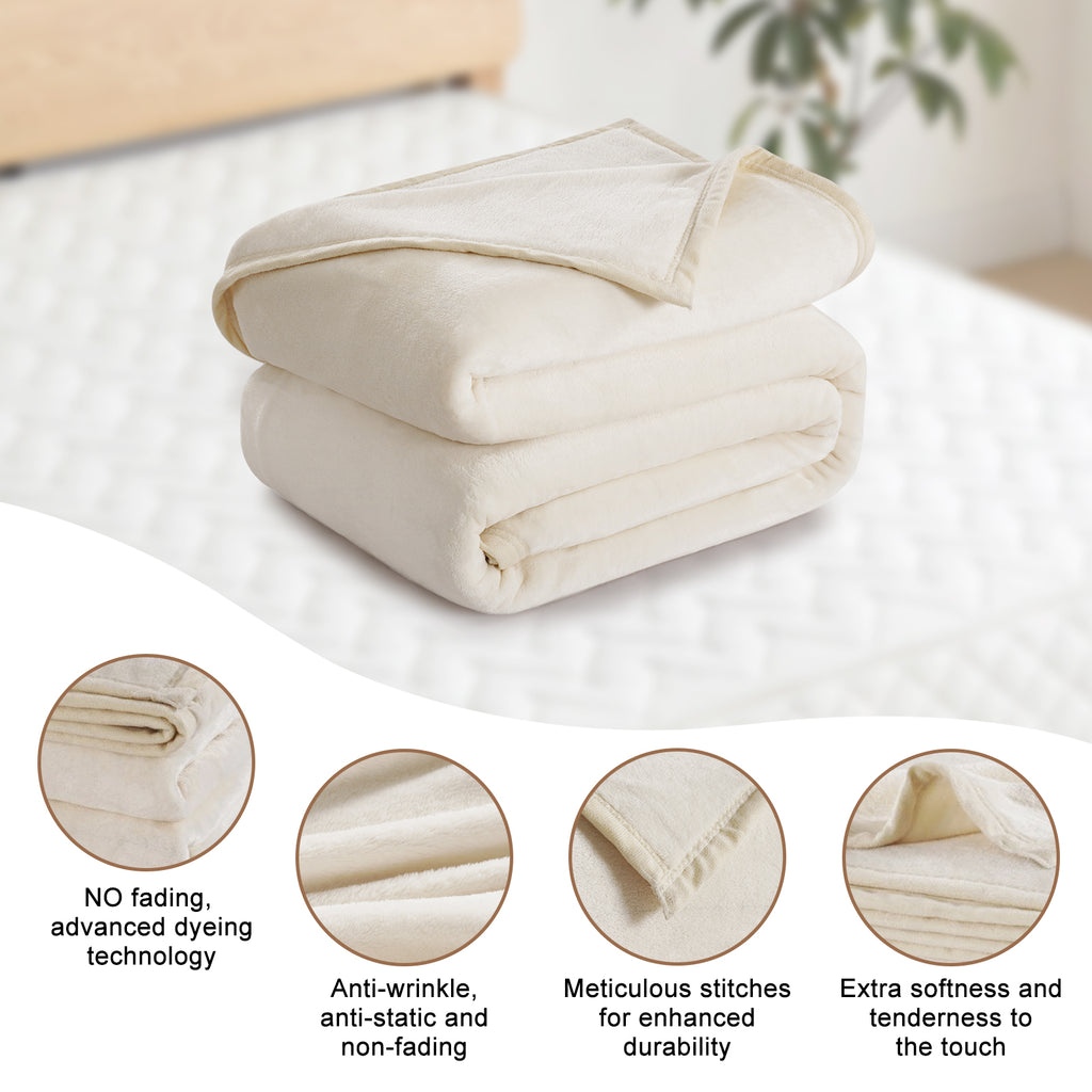 TEKAMON Fleece Bed Blankets Queen Size Plush Fuzzy Soft Lightweight Breathable Reversible Blanket Microfiber, 90"x90"