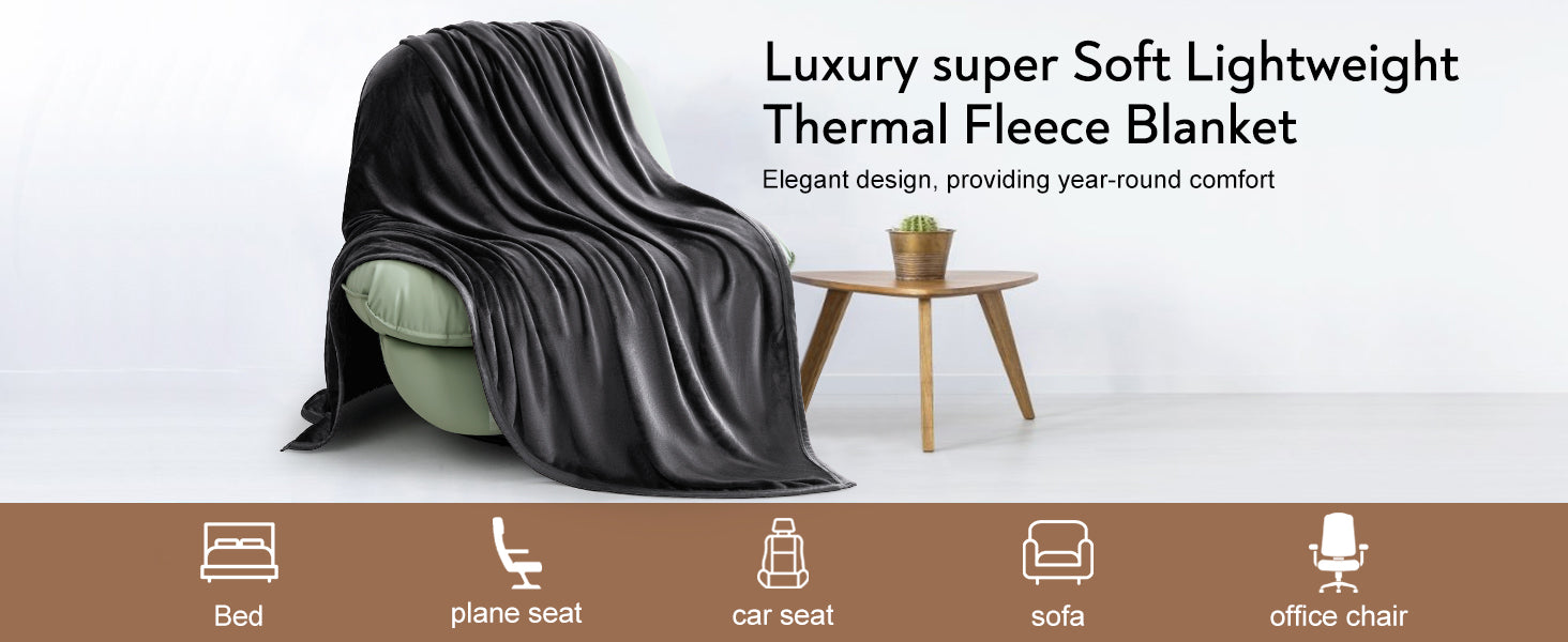 TEKAMON Fleece Bed Blankets King Size Plush Fuzzy Soft Lightweight Breathable Reversible Blanket Microfiber, 90"x108", Grey