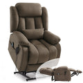 TEKAMON Infinite Position Lift Recliner Chair for Elderly with Heat and Massage Lay Flat Sleeping Power Lift Chair, Linen Fabric, Brown