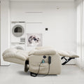 TEKAMON Infinite Position Lift Recliner Chair for Elderly with Heat and Massage Lay Flat Sleeping Power Lift Chair, Linen Fabric, Beige